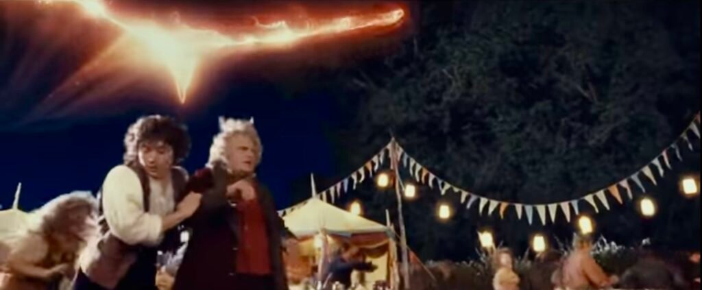 Gandalf's dragon firework in first lord of the rings fellowship of the ring film