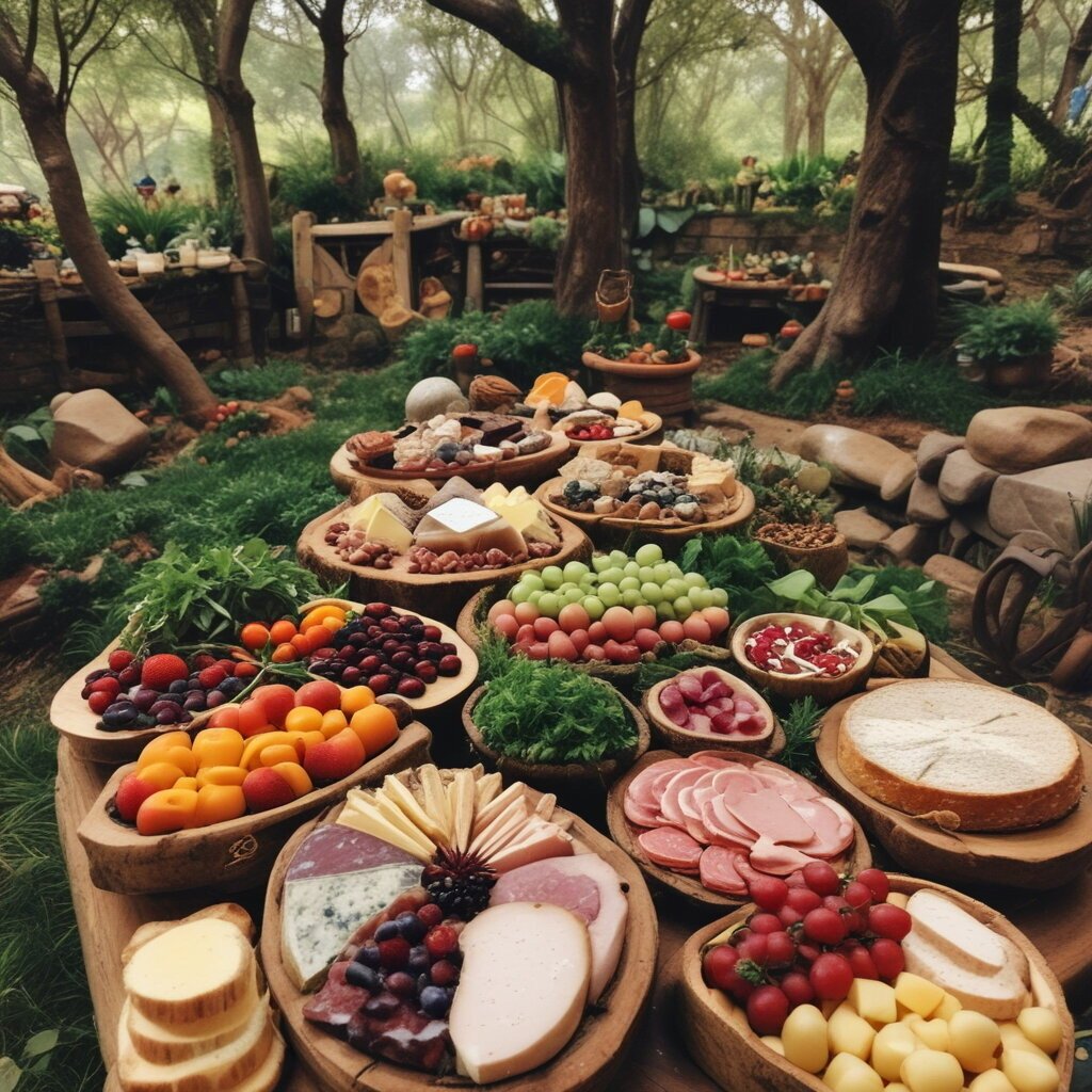 Hobbit Feast Platters in garden for lord of the rings cinema food