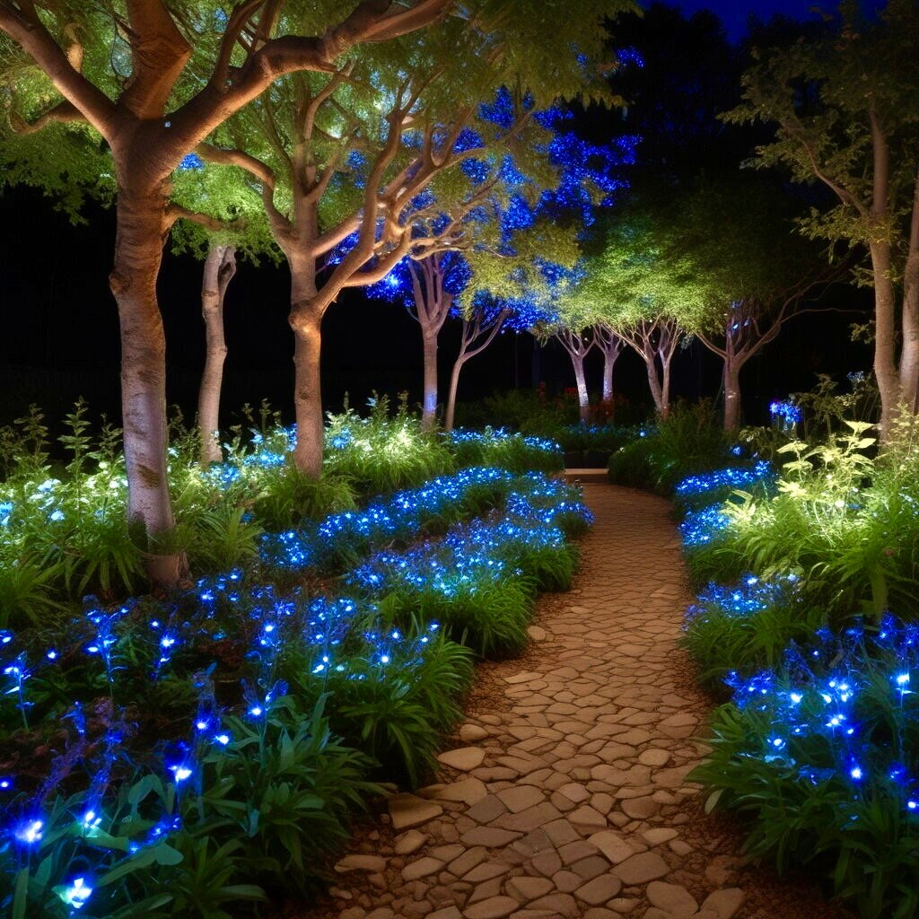 Blue string lights to create an underwater feel