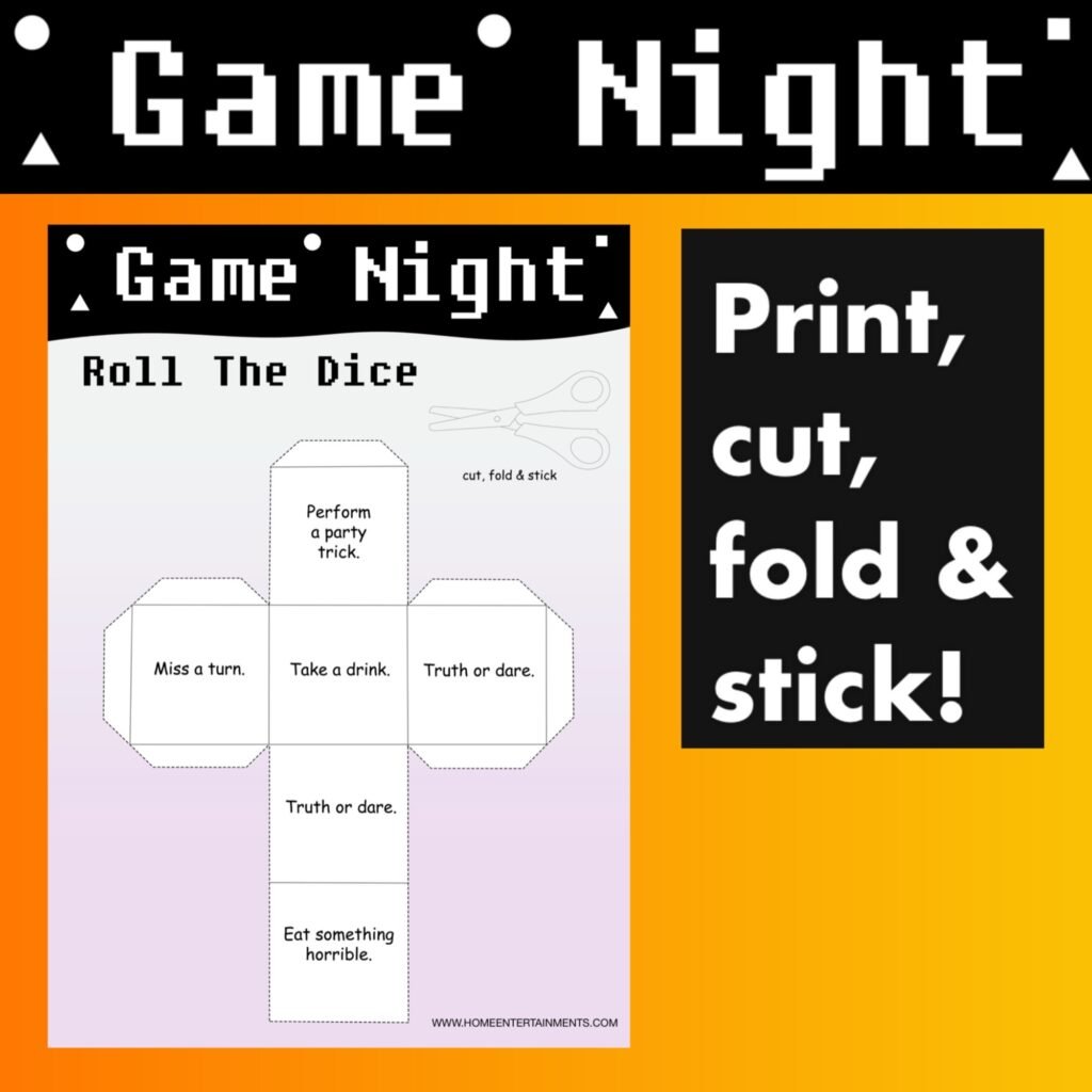 Free roll the dice game, just print, cut, fold and play.