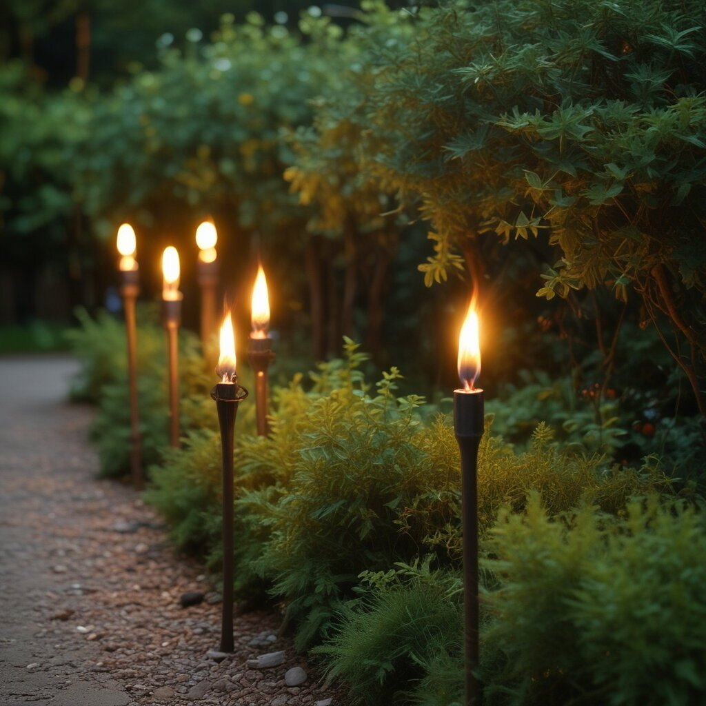 Tiki torches for a beach themed garden party