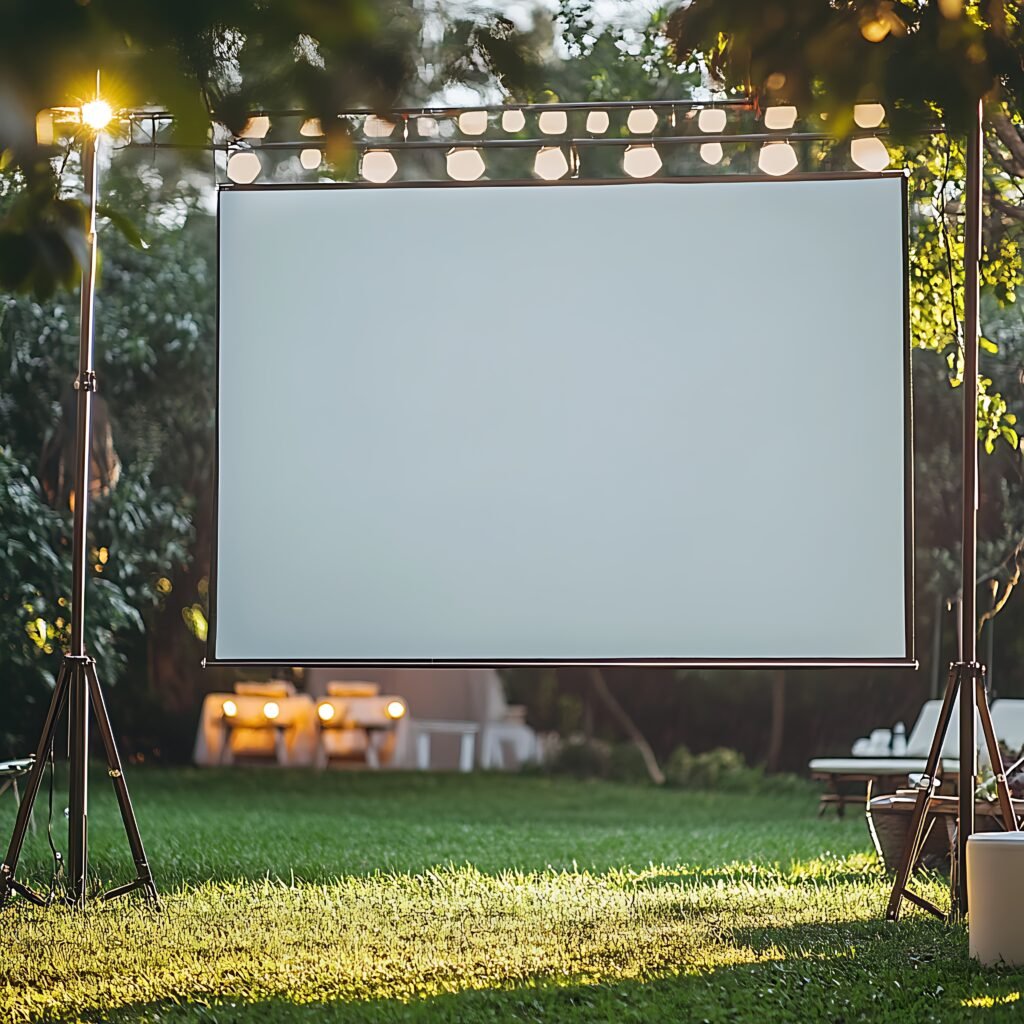 Cinema screen in garden