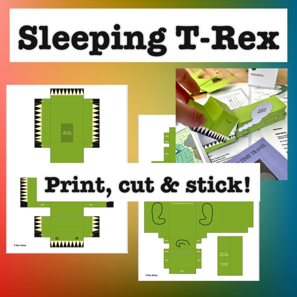 Free printable T-Rex dinosaur, sleeping T-Rex. 