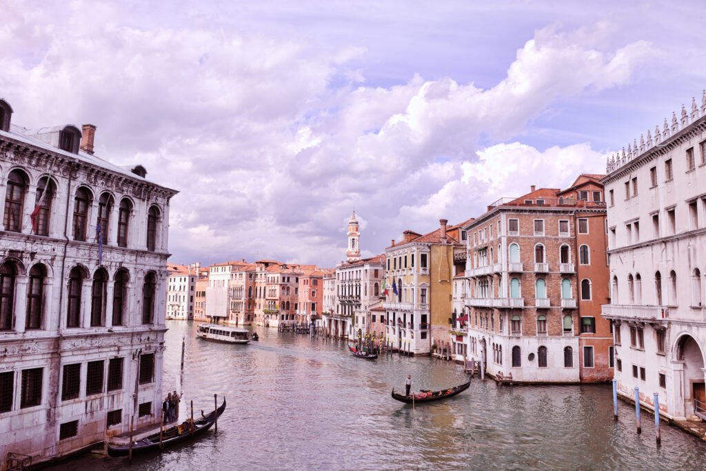 Venice, beautiful romantic Italian city on sea with great canal and gondolas