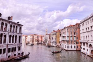 Venice, beautiful romantic Italian city on sea with great canal and gondolas